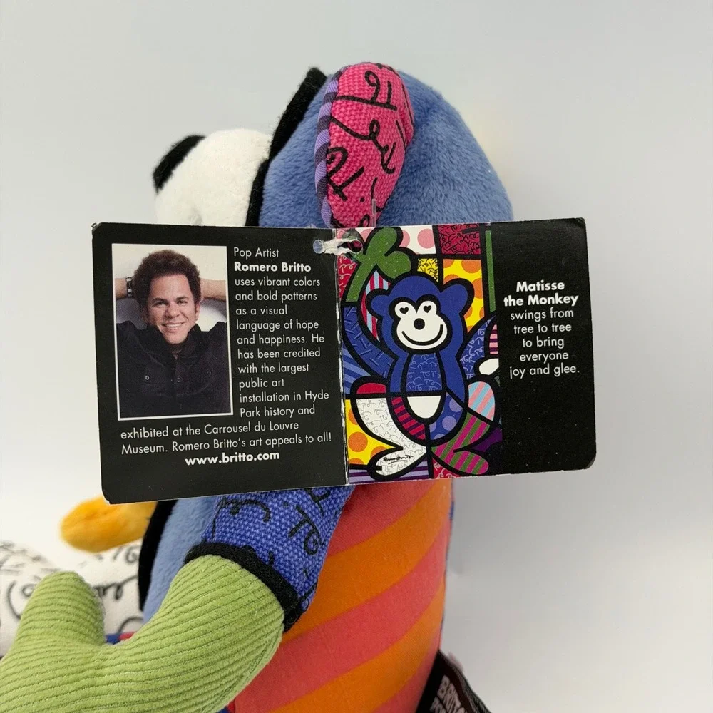 Enesco Matisse the Monkey Romero Britto Pop Plush Colorful 9